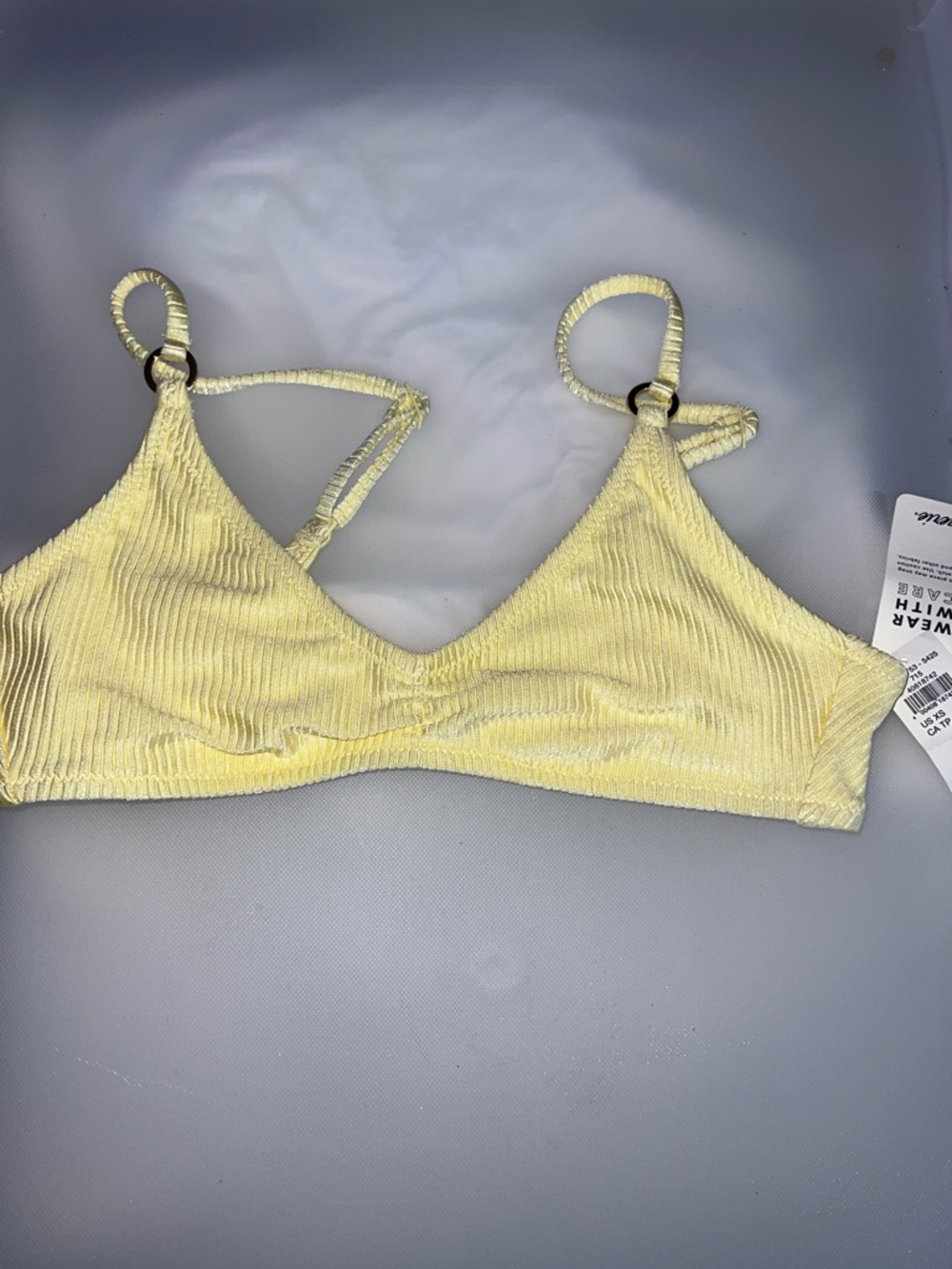 aerie Light Yellow Ribbed Bikini Top